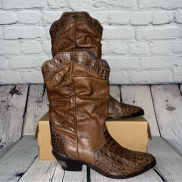 Vintage Zodiac Western Two-Tone Leather Cowboy Boots Size 10 - Picture 1 of 17